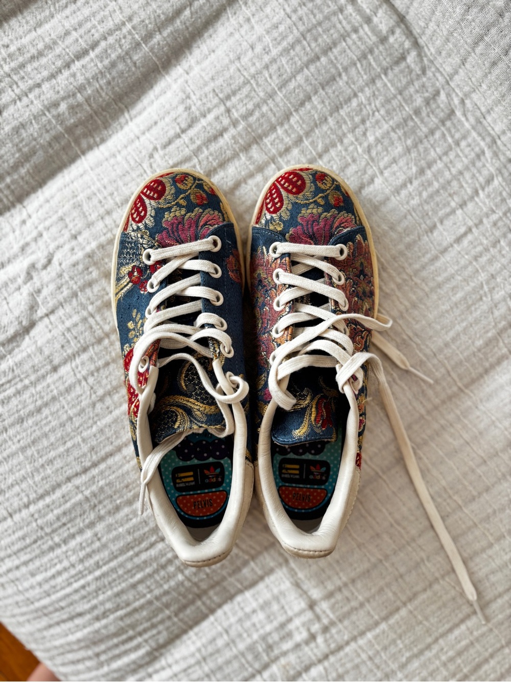 Rare adidas jacquard Navy Floral Embroidered Sneakers Pharrell Williams